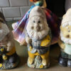Antique earthenware garden gnomes with faded paint – ca. 1950 (2) Antieke aardewerken tuinkabouters met vervaagde verflaag – Antique earthenware garden gnomes with faded paint – ca. 1950