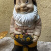 Antique earthenware garden gnomes with faded paint – ca. 1950 (9) Antieke aardewerken tuinkabouters met vervaagde verflaag – Antique earthenware garden gnomes with faded paint – ca. 1950