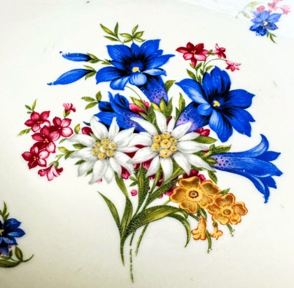 Prachtig porseleinen dessertbordje Cottier Frères Zwitserland | Beautiful porcelain dessert plate Cottier Frères Switzerland – Floral Design 1923