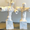 Charming naïve plaster gauze sculptures of playful figures – 20th C (4) Prachtige naïeve gipsgaas sculpturen van twee speelse figuren – Charming naïve plaster gauze sculptures of playful figures – 20th C