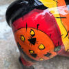 Vintage veelkleurig keramisch stierenbeeld met Halloweenmotieven – Colourful ceramic bull sculpture with Halloween motifs – ca. 2000