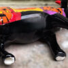 Vintage veelkleurig keramisch stierenbeeld met Halloweenmotieven – Colourful ceramic bull sculpture with Halloween motifs – ca. 2000