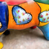 Colourful ceramic cow sculpture with heart motifs – ca. 2000 (11) Kleurrijk keramisch koeienbeeld met hartmotieven – Colourful ceramic cow sculpture with heart motifs – ca. 2000
