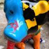 Veelkleurig keramisch lappendeken-varken in Miró-stijl – Colourful patchwork ceramic pig in Miró style – ca. 2000
