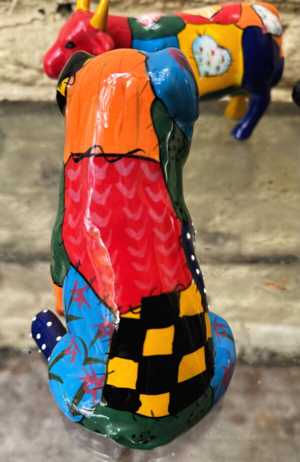Veelkleurig keramisch lappendeken-varken in Miró-stijl – Colourful patchwork ceramic pig in Miró style – ca. 2000