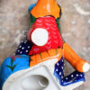 Veelkleurig keramisch lappendeken-varken in Miró-stijl – Colourful patchwork ceramic pig in Miró style – ca. 2000