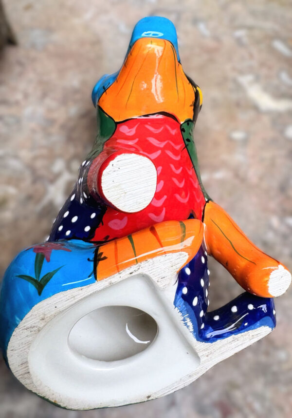 Veelkleurig keramisch lappendeken-varken in Miró-stijl – Colourful patchwork ceramic pig in Miró style – ca. 2000