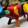 Kosmische keramische stier met sterren en maansikkels – Cosmic ceramic bull with stars and crescent moons – ca. 1980