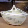 Decorative triangular ceramic lidded pot – Vintage sugar jar (1) Decoratief keramisch driehoekig potje met deksel – Vintage suikerpotje | Decorative triangular ceramic lidded pot – Vintage sugar jar