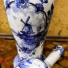 Elegant Delft Blue vase with windmill motif – ca. 1900 (2) Elegante Delfts Blauwe vaas met windmolenmotief – Elegant Delft Blue vase with windmill motif – ca. 1900