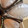 Exclusieve Franse Art Deco Kroonluchter – 5 Gesatineerde Schalen | Exclusive French Art Deco chandelier – 5 satin‑glass bowls, 1930