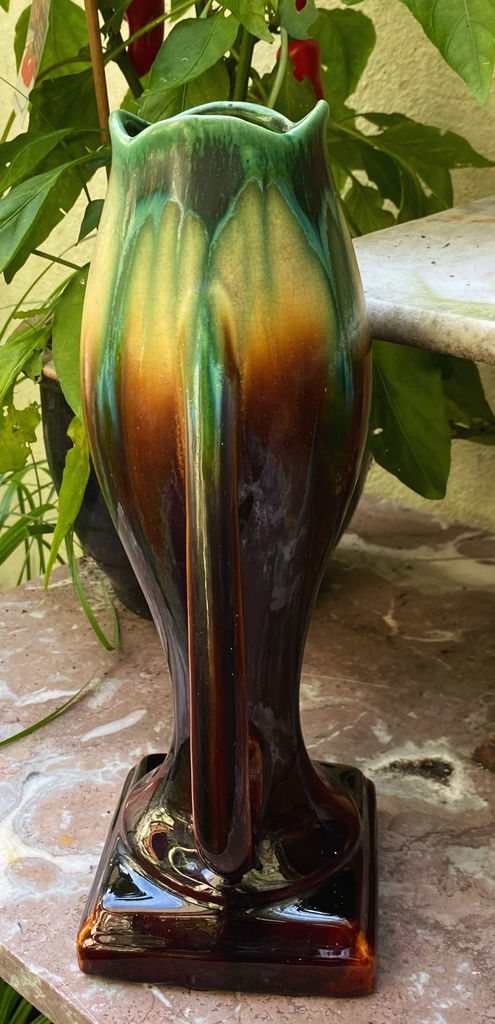 Prachtige Faience de Thulin druipglazuur vaas met oren – Exquisite Faience de Thulin drip glaze vase with handles – ca. 1890–1920