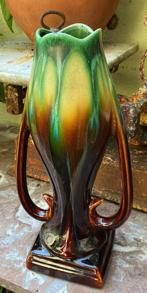 Prachtige Faience de Thulin druipglazuur vaas met oren – Exquisite Faience de Thulin drip glaze vase with handles – ca. 1890–1920