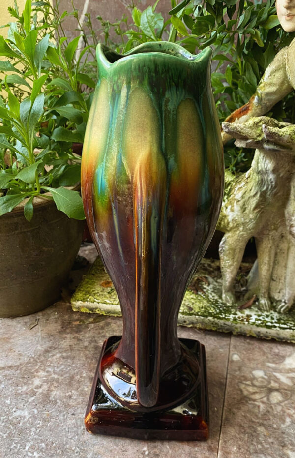 Prachtige Faience de Thulin druipglazuur vaas met oren – Exquisite Faience de Thulin drip glaze vase with handles – ca. 1890–1920