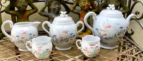 Exquisite Kutani Tashiro Shoten Japanese hand‑painted eggshell tea set – c.1930 (17) Prachtige Kutani Tashiro Shoten Japanse handgeschilderde theeset in eierschaal porselein | Exquisite Kutani Tashiro Shoten Japanese hand‑painted eggshell tea set – c.1930