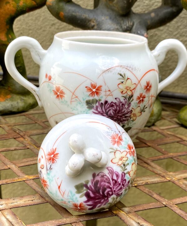 Exquisite Kutani Tashiro Shoten Japanese hand‑painted eggshell tea set – c.1930 (22) Prachtige Kutani Tashiro Shoten Japanse handgeschilderde theeset in eierschaal porselein | Exquisite Kutani Tashiro Shoten Japanese hand‑painted eggshell tea set – c.1930