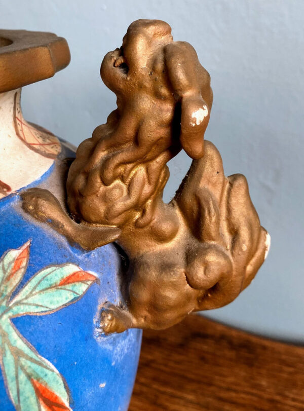 Prachtige Satsuma vaas met Foo Dog handvaten – Exquisite Satsuma vase with Foo Dog handles – ca. 1900