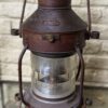 Extreem zeldzame originele koperen nautische scheepslamp Tavernier Oostende | Extremely rare original copper nautical ship lamp Tavernier Ostend – 1970s