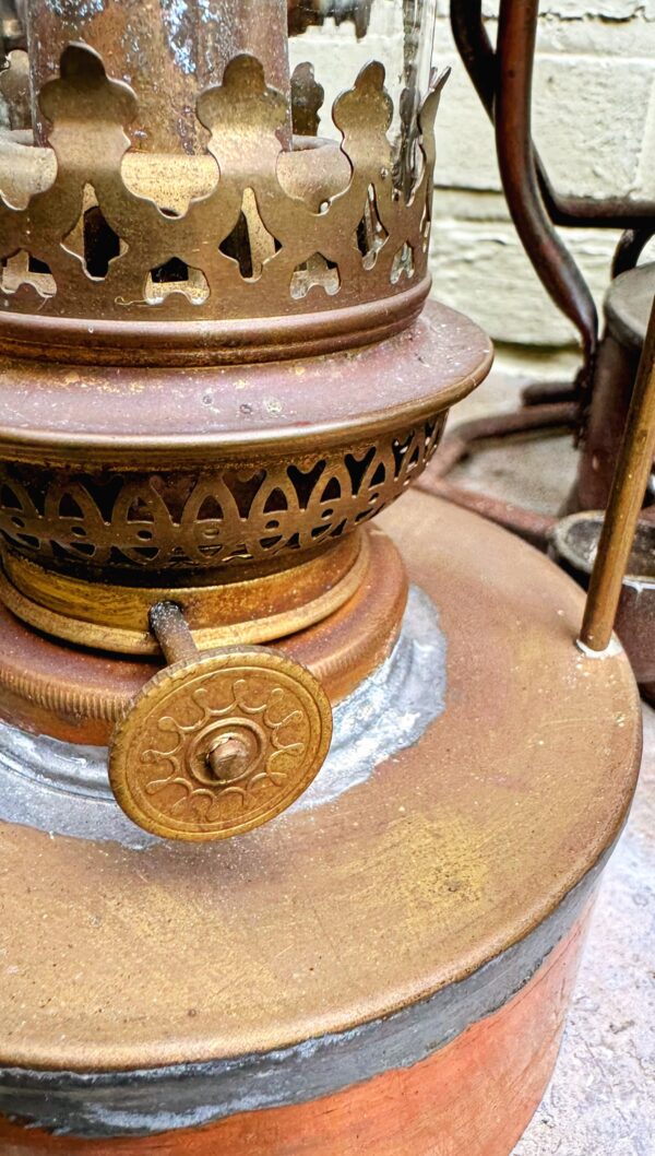 Extreem zeldzame originele koperen nautische scheepslamp Tavernier Oostende | Extremely rare original copper nautical ship lamp Tavernier Ostend – 1970s