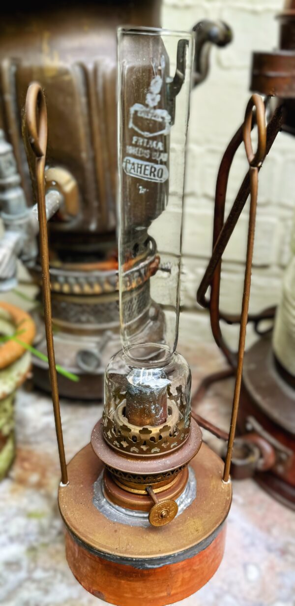 Extreem zeldzame originele koperen nautische scheepslamp Tavernier Oostende | Extremely rare original copper nautical ship lamp Tavernier Ostend – 1970s