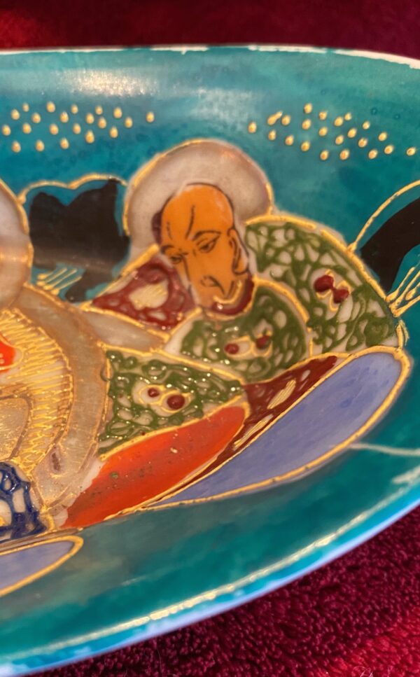 Japanese Satsuma porcelain dish – Immortals and lady, Dai Nippon, c.1913–1940 (10) Japans Satsuma porseleinen schoteltje – Dai Nippon | Japanese Satsuma porcelain dish – Immortals and lady, Dai Nippon, c.1913–1940