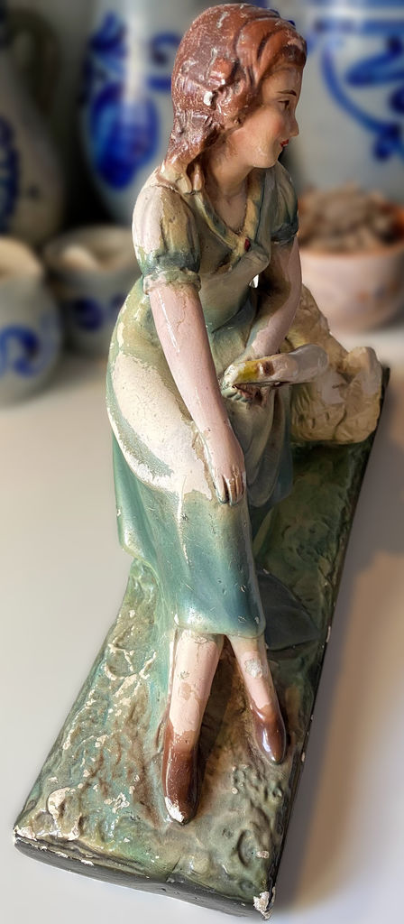 Origineel Art Nouveau sculptuur Vrouw met zwaan – Original Art Nouveau sculpture Woman with Swan – ca. 1900