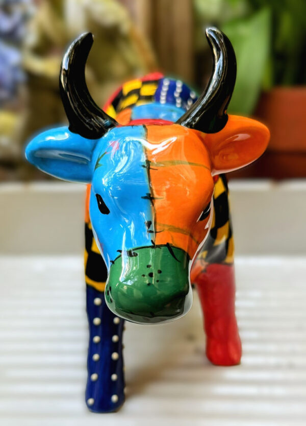 Pop Art patchwork cow sculpture – inspired by Joan Miró, ca. 1980 (10) Prachtige Pop Art koe in lappendekenstijl – Exquisite Pop Art patchwork cow sculpture – ca. 1980
