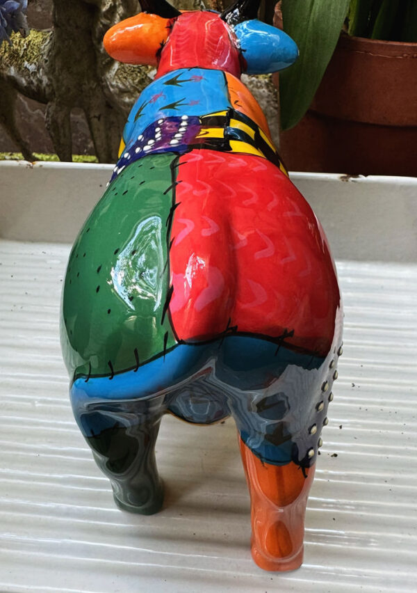 Pop Art patchwork cow sculpture – inspired by Joan Miró, ca. 1980 (16) Prachtige Pop Art koe in lappendekenstijl – Exquisite Pop Art patchwork cow sculpture – ca. 1980