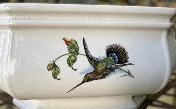 Vintage achthoekige Taunton Vale Staffordshire schaal | Vintage octagonal Taunton Vale Staffordshire bowl – Exotic birds, England 1970s