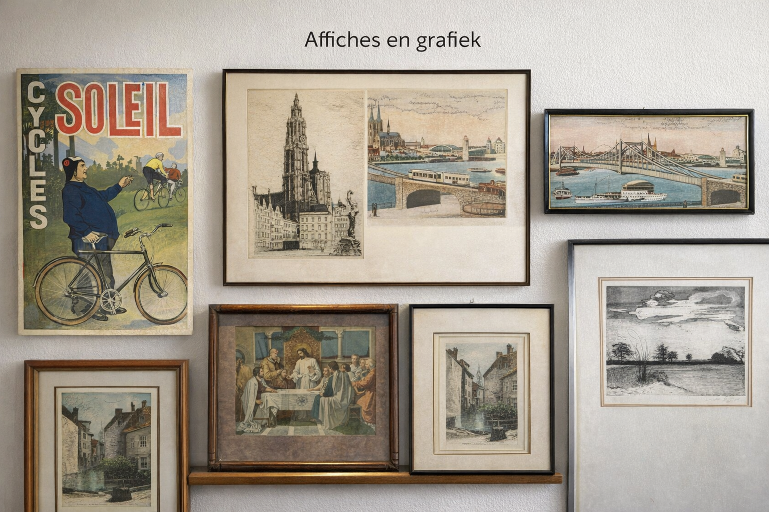 Authentieke taille‑douce kopergravure “Hesdin – L’Abreuvoir” van Léopold Robin (ca. 1930–1950)